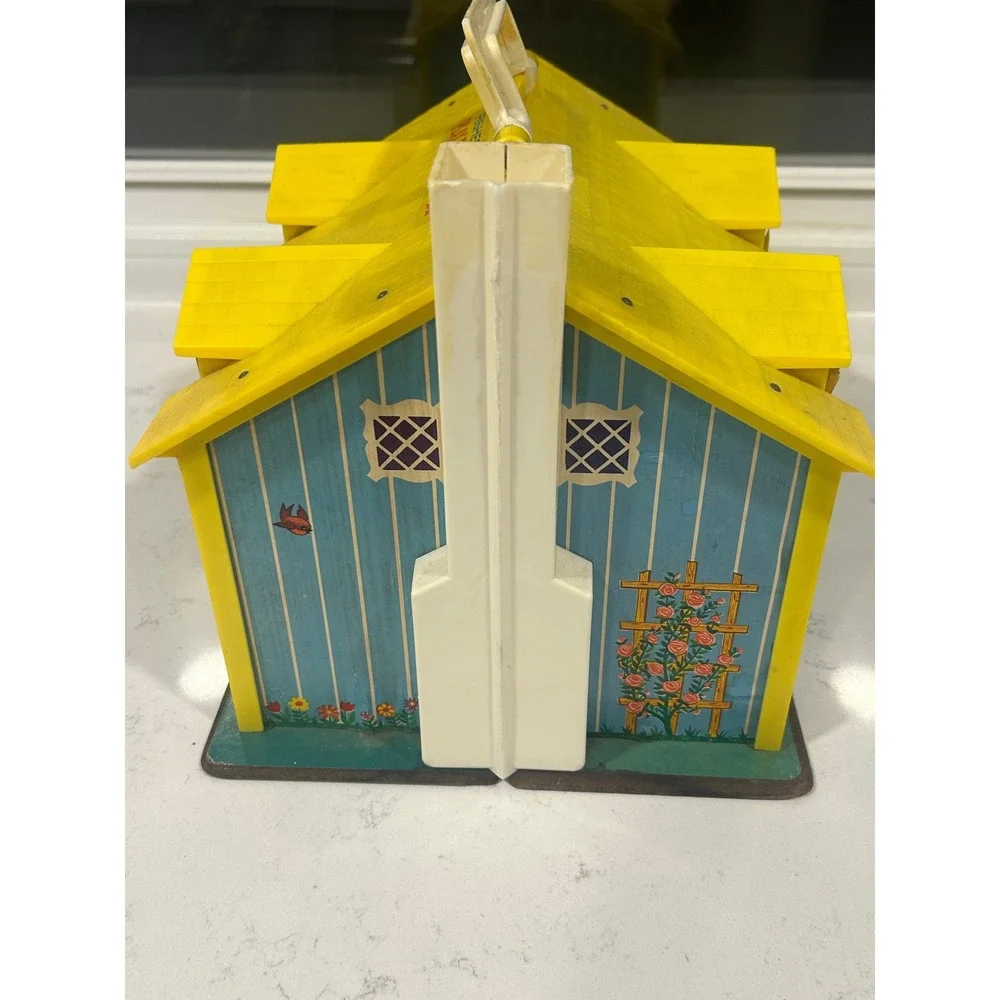 Vintage 1969 Fisher Price Play Family House 952 Blue Yellow Dollhouse Only‎